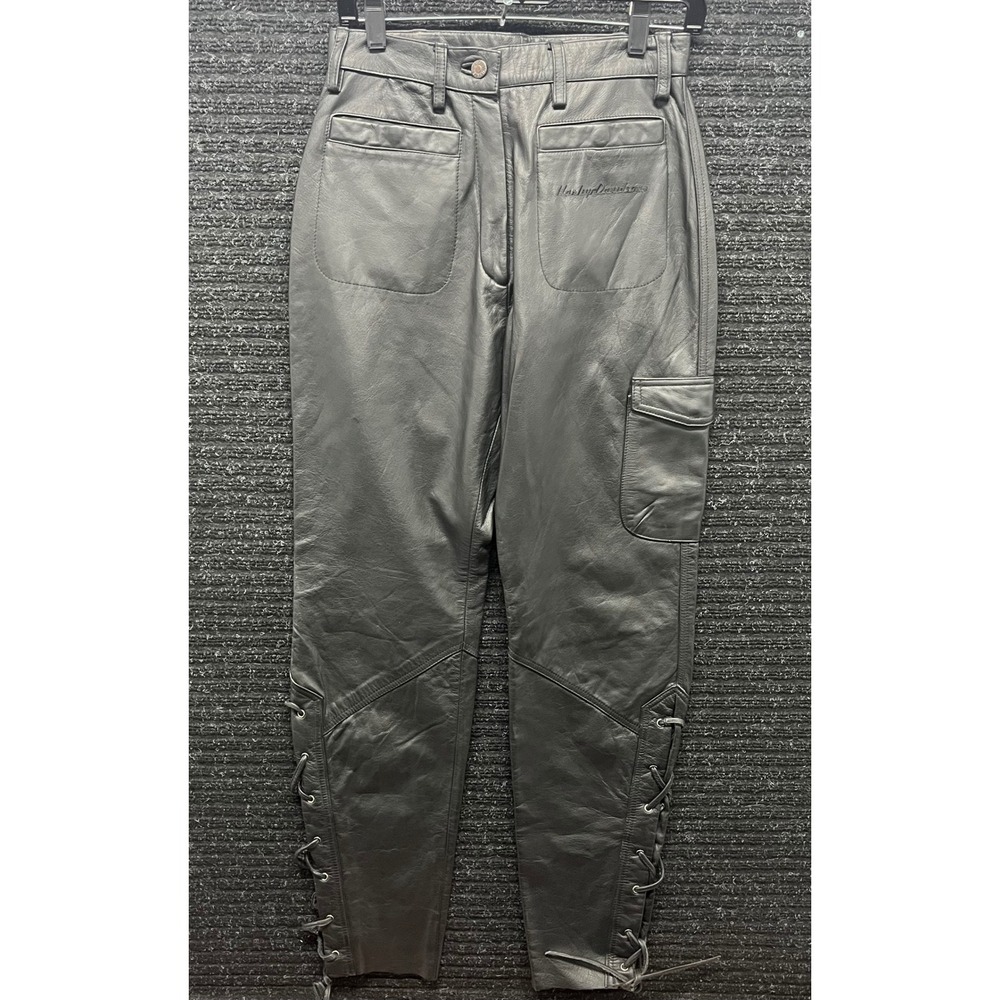 Harley-Davidson Womens Eclipse Black Leather Lace Up Riding Pants Old new stock